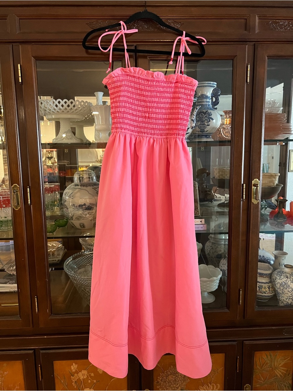 Entro Pink smocked maxi dress size S